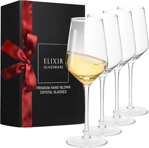 ELIXIR GLASSWARE Crystal Wine Glasses – Hand Blown Red & White Wine Glasses – Set of 4 Long Stem Wine Glasses, Premium Crystal – Wedding, Anniversary, Christmas – 13 oz, Clear | Amazon (UK)