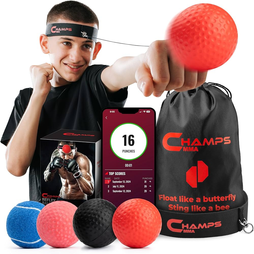 Boxing Reflex Ball Set with Punch Counter App– 4 Boxing Balls with Varying Weights, Headband an... | Amazon (US)