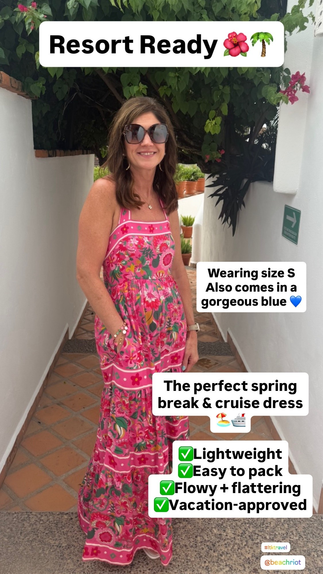 Resort Wear 

So many of you already grabbed this one 🌺✨

This is one of my absolute favorite resort dresses — perfect for spring break trips, cruises, beach dinners, and vacation strolls. Lightweight, flattering, and so easy to pack.

Also comes in a beautiful blue 💙
Wearing a size S.

Linking it again before it sells out.

resort wear dress
resort wear 2026
vacation outfits beach
spring dress 
spring break dress
cruise outfits women
Beach Riot 
beach vacation dress
pink maxi dress
vacation outfit ideas
flowy summer dress
tropical print dress
resort style over 40

#ResortWear
#SpringBreakStyle
#CruiseStyle
#VacationOutfit
#BeachVacation
#MaxiDress
#TropicalStyle
#ResortStyle

#LTKSpringSale #LTKOver40 #LTKTravel