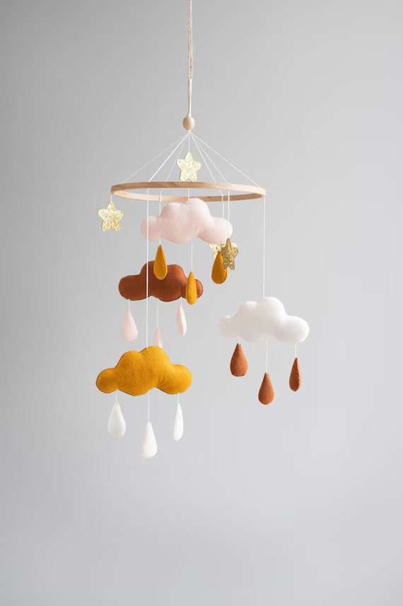 Clouds Mobile Nursery Neutral Gender Nursery Mobile Gold | Etsy | Etsy (US)