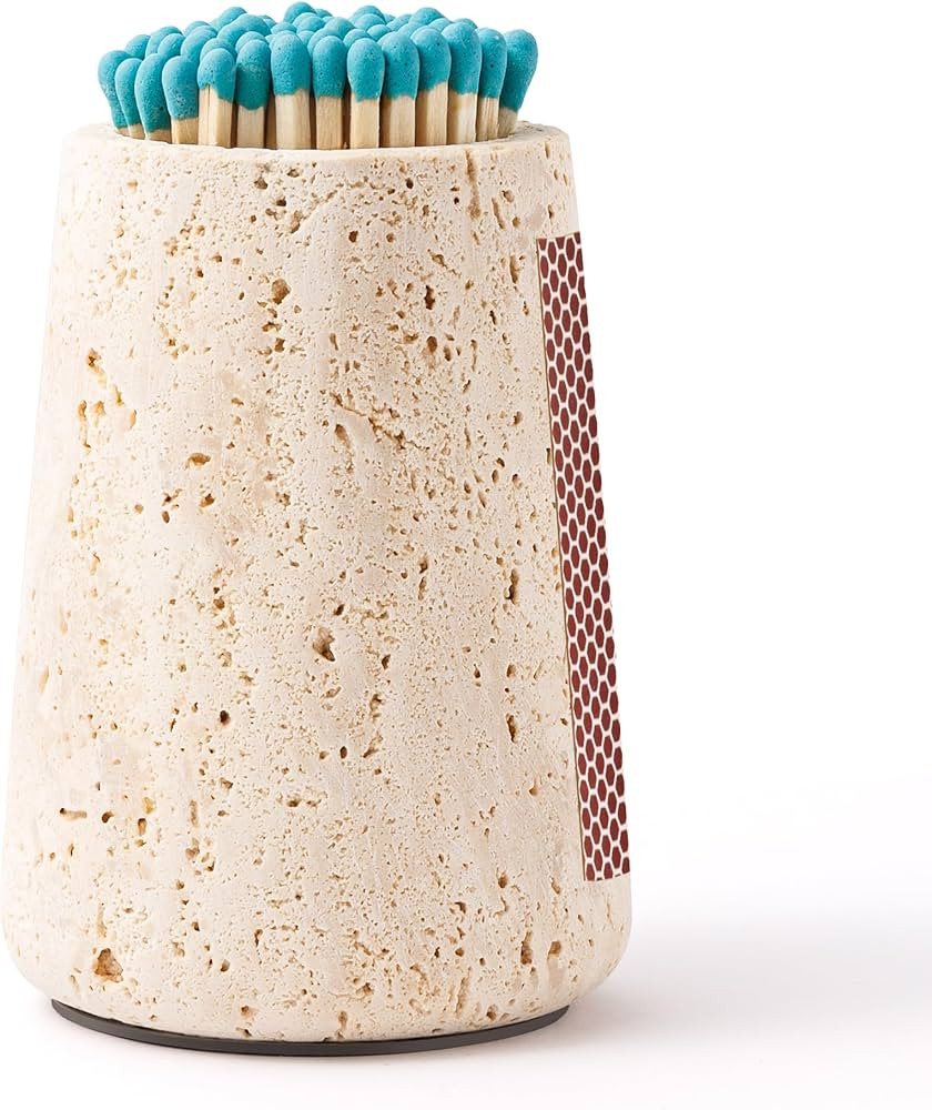 WORHE Travertine Match Holder with Striker & Extra Striker Pad - 2.9" x 3.9" Large Decorative Mat... | Amazon (US)