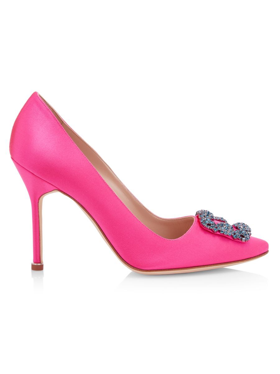 Hangisi 105MM Crystal Buckle Satin Pumps | Saks Fifth Avenue