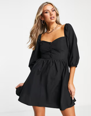 Trendyol puff sleeve dress in black | ASOS (Global)