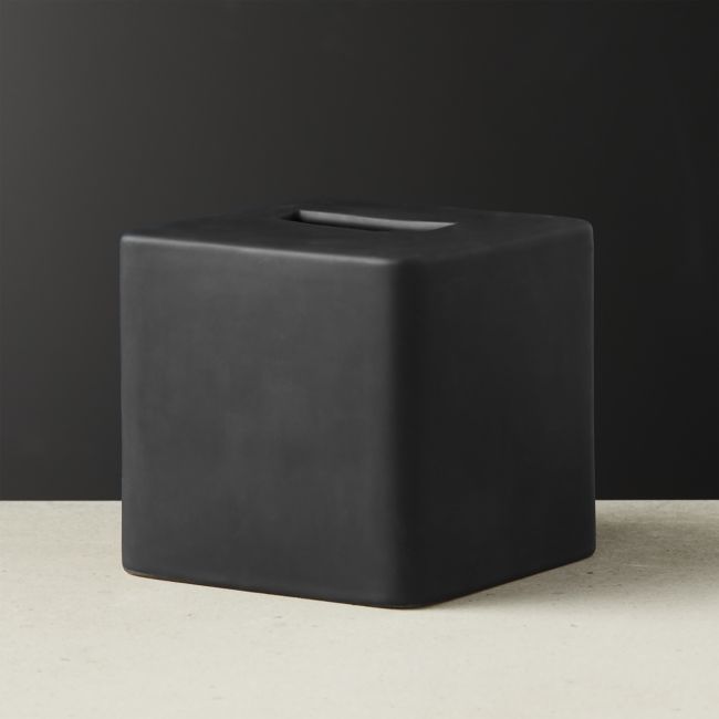 Rubber Coated Black Tissue Box Cover | CB2
