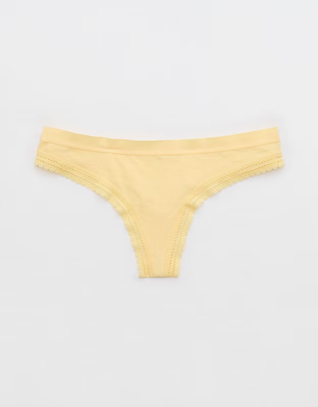Superchill Cotton Jacquard Thong Underwear | Aerie