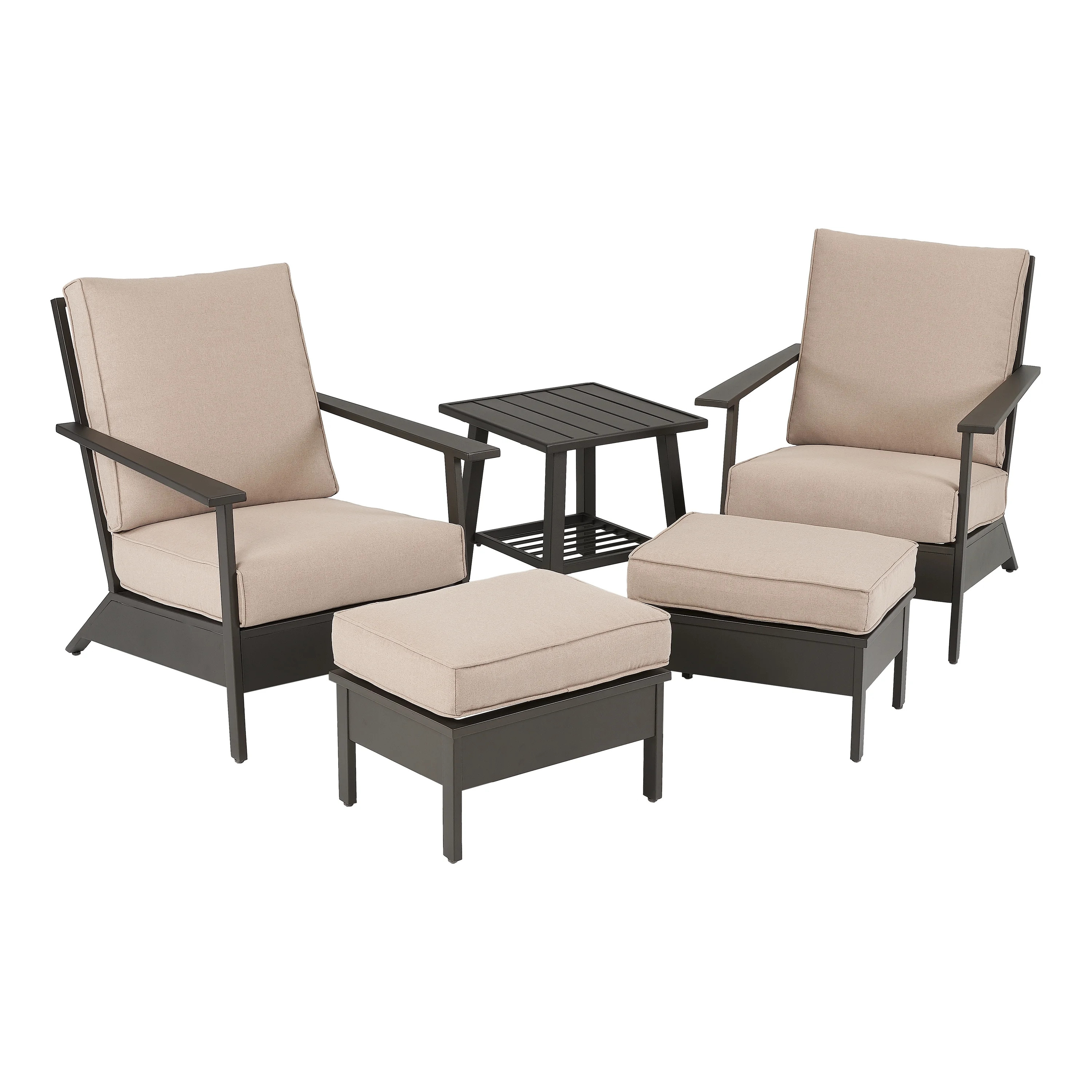 Better Homes & Gardens Emeryville 5 - Piece Chat Set with Beige Cushions - Walmart.com | Walmart (US)