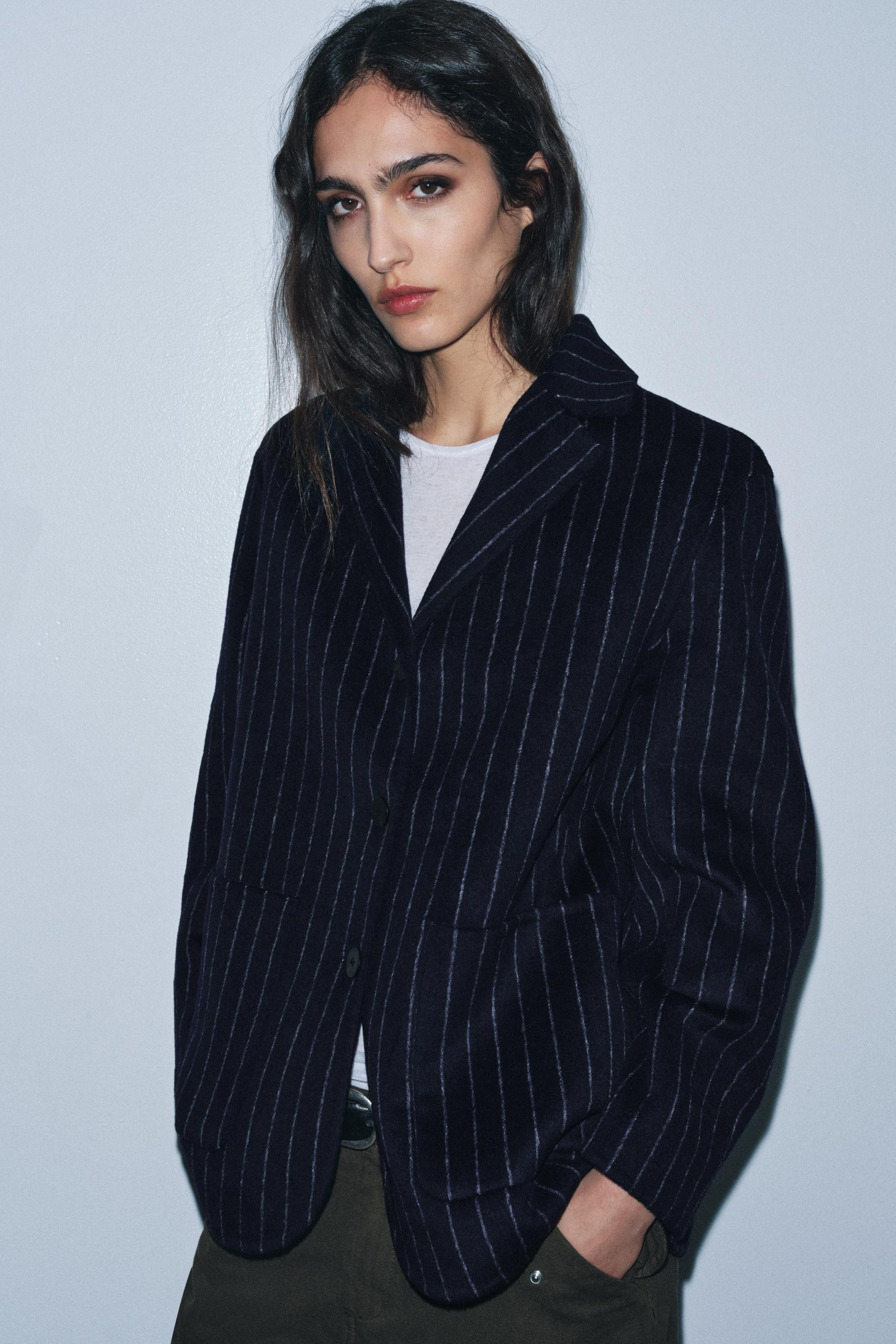 ZW COLLECTION PINSTRIPE BLAZER WITH WOOL | Zara UK