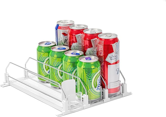 Drink Organizer for Fridge, Self-Pushing Soda Can Organizer for Counter Refrigerator, Width Adjus... | Amazon (US)