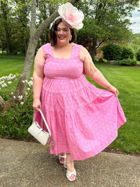 Kentucky oaks pink plus size outfit. Midi dress and large floral fascinator. 

#LTKOver40 #LTKPlusSize
