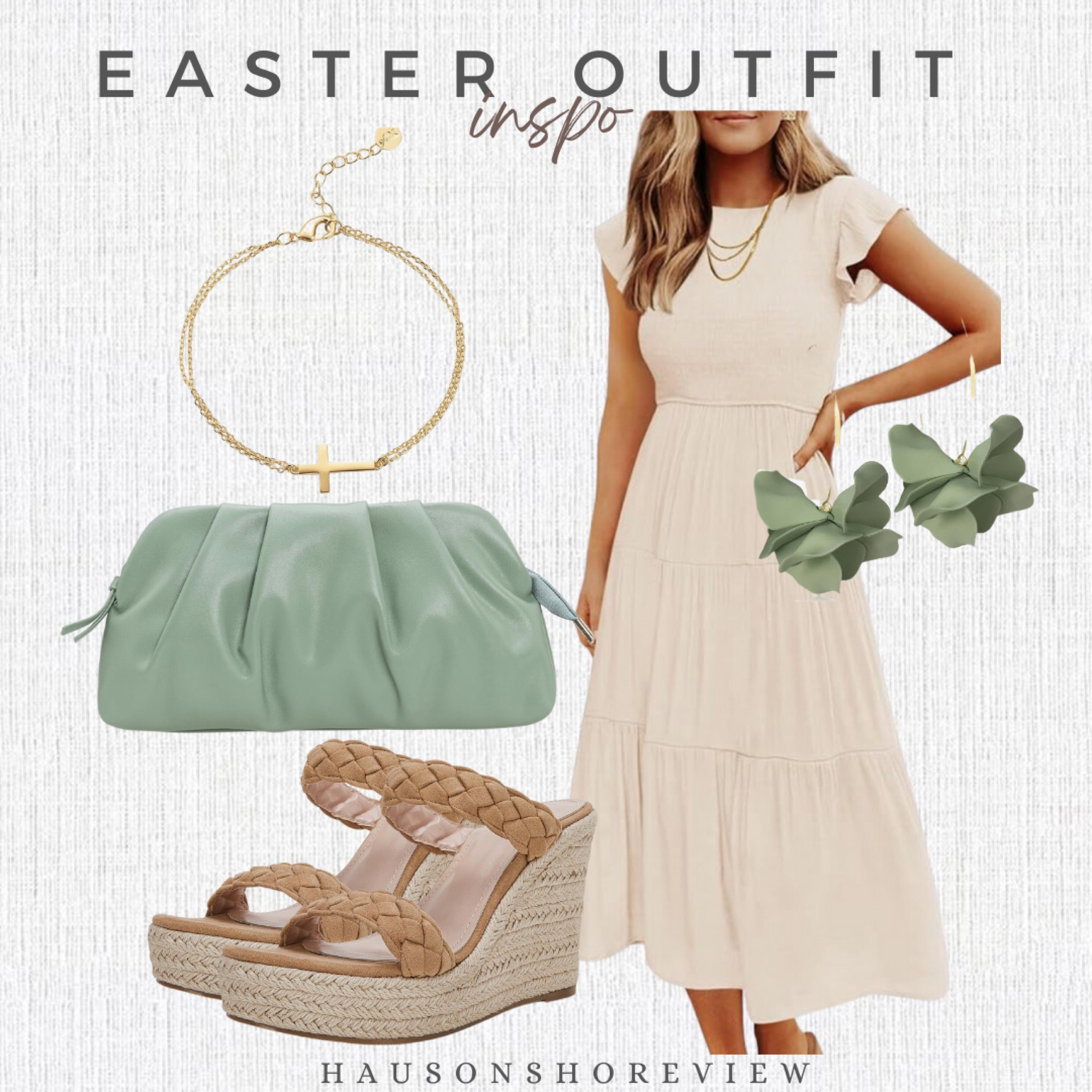 Cute and simple outfit for Easter! This dress can be worn for so many different occasions!

Easter dress. Easter women’s outfit. Easter outfit. Women’s dress. Church outfit. Church dress. Women’s church outfit. Baby shower dress. Wedding brunch dress. Women’s shoes. Brunch dress. Brunch outfit. Clutch. Women’s clutch. Women’s earrings. Bracelet. Women’s bracelet. Women’s jewelry. Jewelry. Gold jewelry. Wedges. Sandals. Women’s sandals. Neutral shoes. Women’s dress shoes. Tan dress. Vacation outfit. Vacation dress. 

#LTKfindsunder50 #LTKMostLoved #LTKstyletip