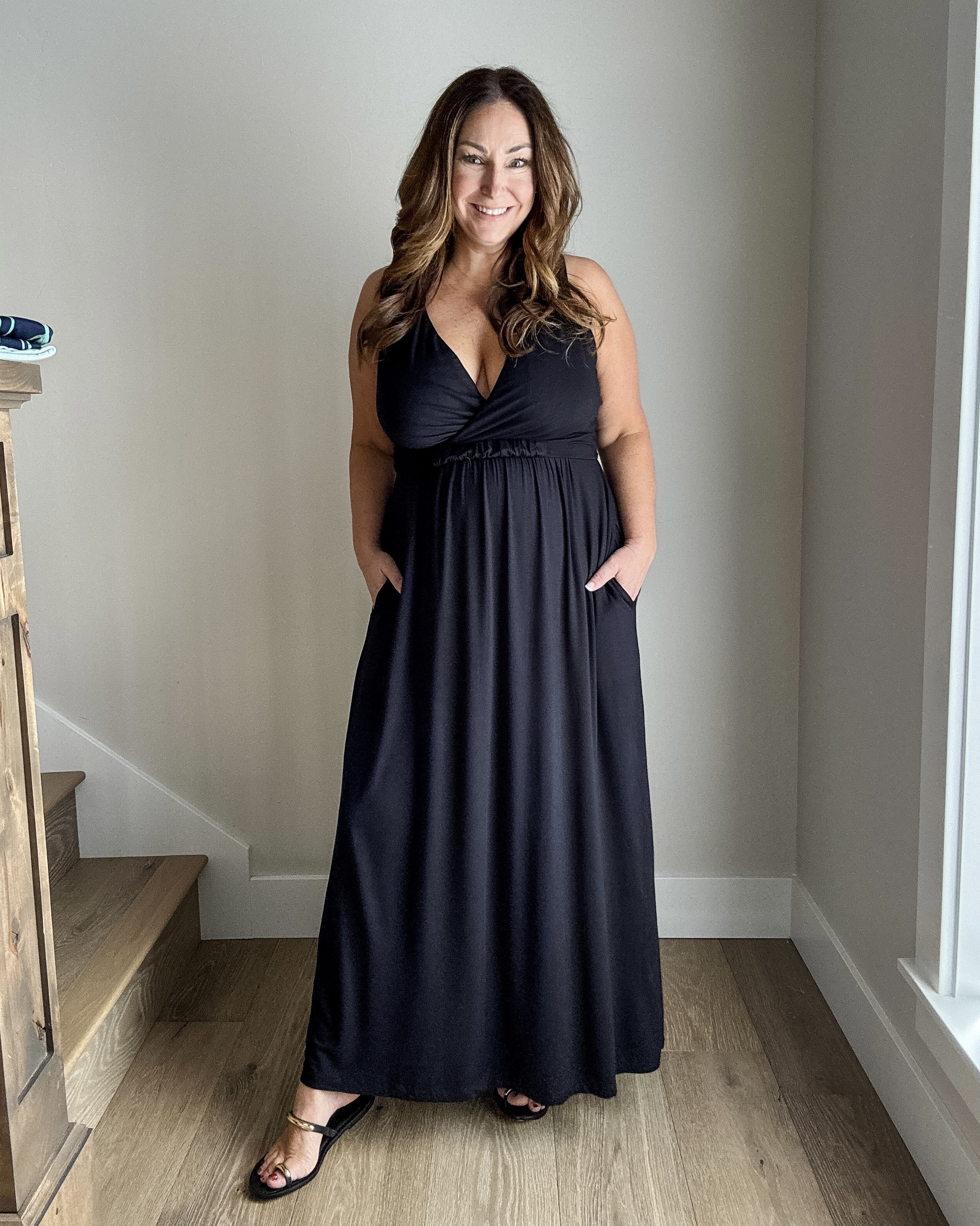 Black Knit Wrap Maxi Dress with Pockets makes a great Mother's Day gift //Wearing tts L

#SomaPartner @somaintimates  

 #LTKMidsize #LTKFindsUnder50