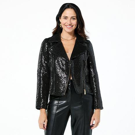 kathy ireland® Fashion 360 Cannes Sequined Biker Jacket | HSN