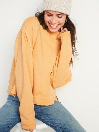Oversized Garment-Dyed Mock-Neck Sweatshirt for Women | Old Navy (US)