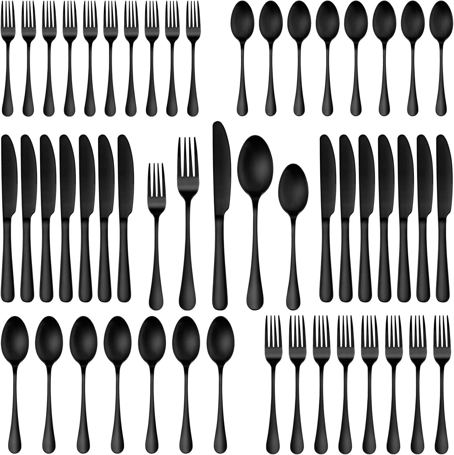 30 Piece Matte Black Silverware Set,Stainless Steel Flatware Cutlery Set Service for 6,Kitchen Ta... | Amazon (US)