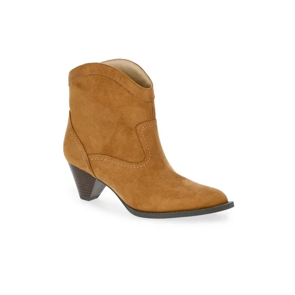 Time and True Women's Faux Suede Cone Heel Booties | Walmart (US)