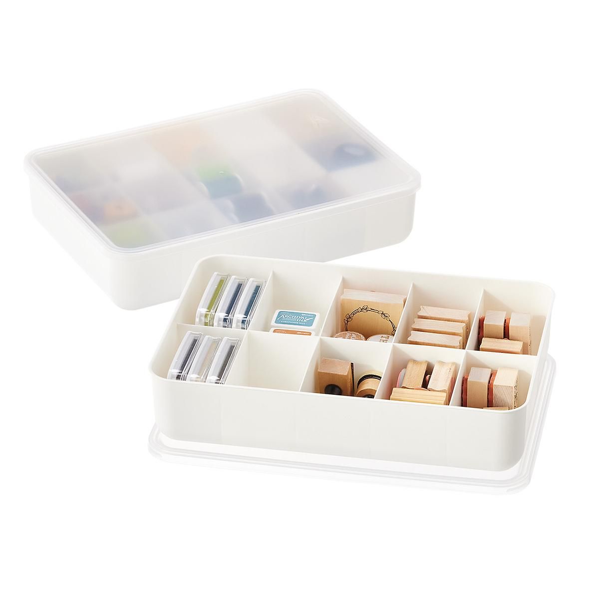 Short Medium All-In Modular Divided 10 Box White | The Container Store