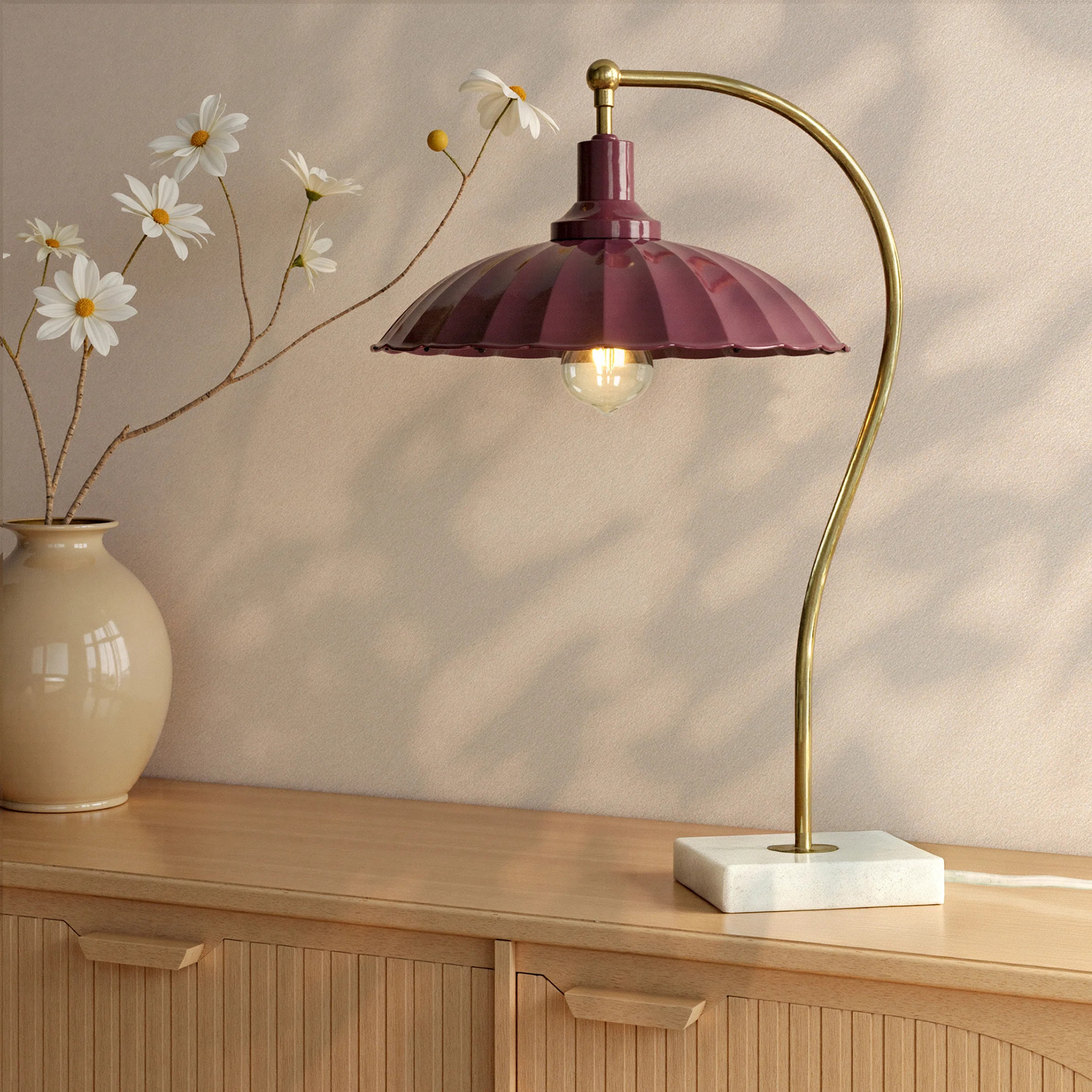 Tamara Day for Stylecraft Penelope Table Lamp - Polished Brass & Marble | Wayfair North America