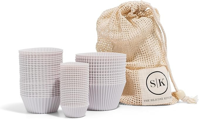 The Silicone Kitchen Reusable Silicone Baking Cups Gift Set Bundle, 24 Regular Baking Cups, 12 Ju... | Amazon (US)