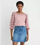 Floral Lace Boatneck Blouse | LOFT