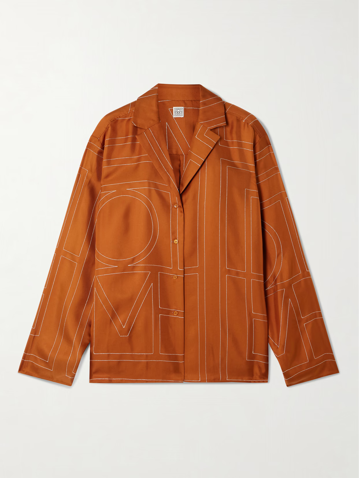 TOTEME - Embroidered Silk-twill Shirt - Orange | NET-A-PORTER (UK & EU)