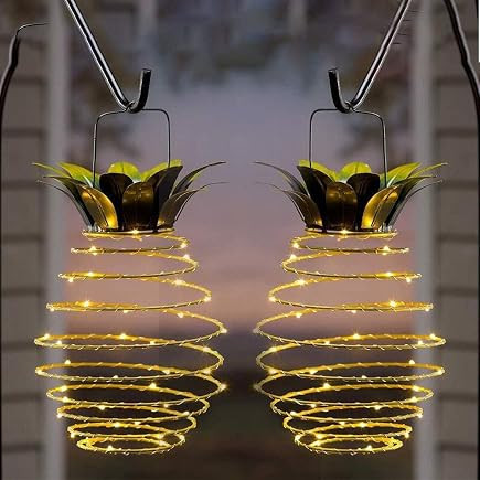 60 LED Solar Powered Pineapple Chandeliers Warm Light, LED Iron and Copper Wire Lights, Outdoor Courtyard Decoration Lights, Landscape Street Lights. | Amazon (US)