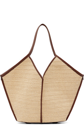 Beige Calella Raffia Tote | SSENSE