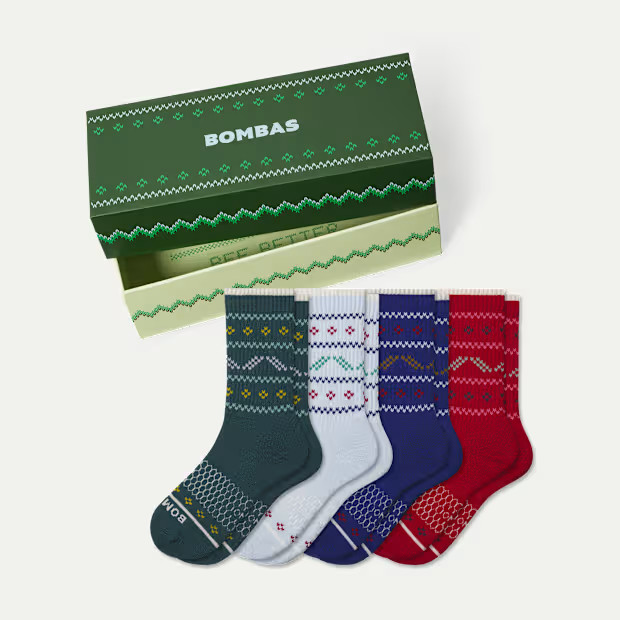 Youth Merino Wool Blend Calf Sock 4-Pack Gift Box | Bombas