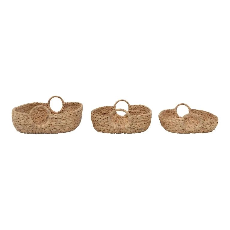 Creative Co-Op Water Hyacinth Baskets with Handles, Set of 3 Sizes | Walmart (US)