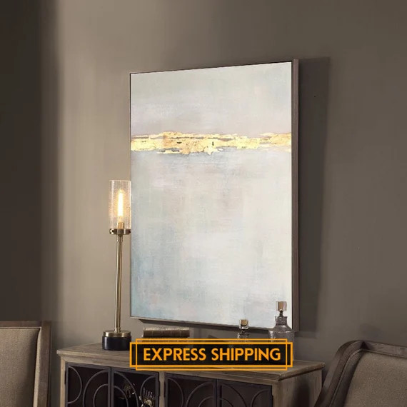 Large Abstract Painting On Canvas Gray Abstract Painting Gold Painting Contemporary Art Abstract ... | Etsy (US)