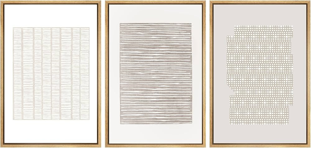 SIGNWIN Framed Canvas Print Wall Art Set Tan Geometric Pattern Landscape Abstract Shapes Cozy Neu... | Amazon (US)
