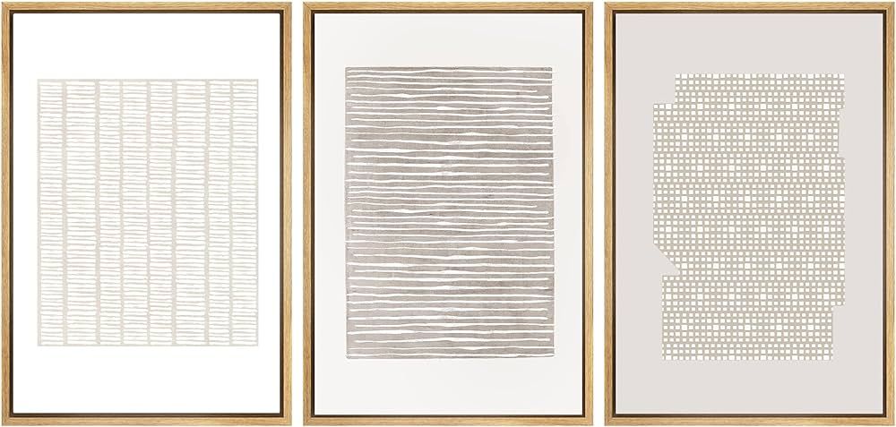 SIGNWIN Framed Canvas Print Wall Art Set Tan Geometric Pattern Landscape Abstract Shapes Cozy Neu... | Amazon (US)