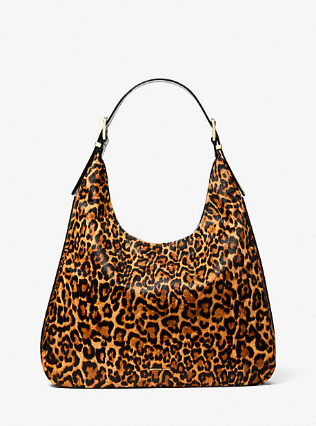 Nolita Large Leopard Print Calf Hair Hobo Shoulder Bag | Michael Kors US