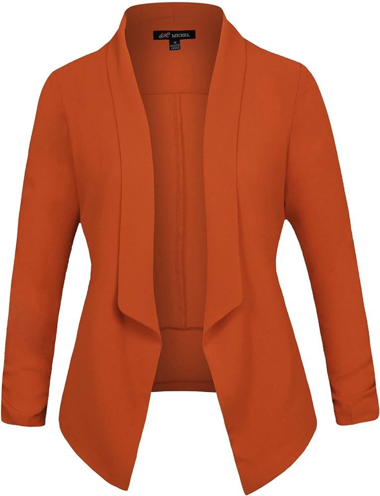 Women's 3/4 Sleeve Blazer Light Weight Chiffon Casual Open Front Cardigan Jacket Work Office Styl... | Amazon (US)