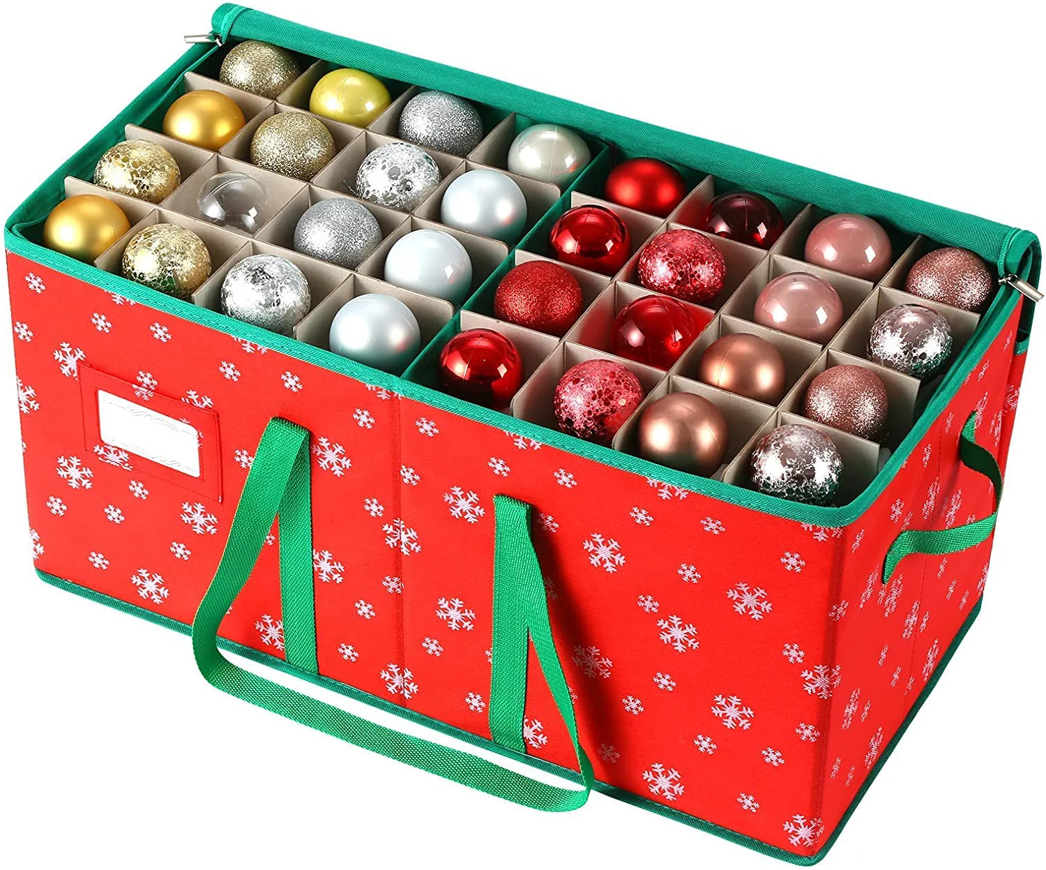 Christmas Ornament Storage Box with Zippered Closure [1-Pack], Hold 128 Christmas Balls Holiday O... | Amazon (US)