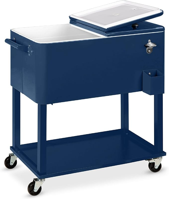 Best Choice Products 80-Quart Outdoor Steel Rolling Cooler Cart w/Ice Chest, Bottle Opener, Catch... | Amazon (US)