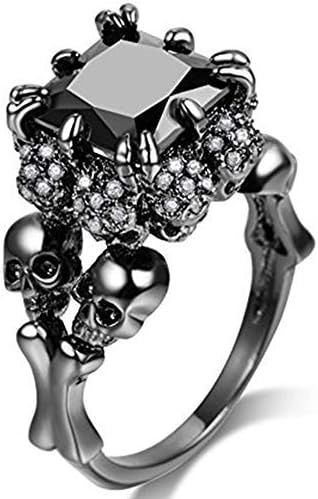 Jude Jewelers Women Black Skull Gothic Cocktail Party Halloween Biker Ring | Amazon (US)