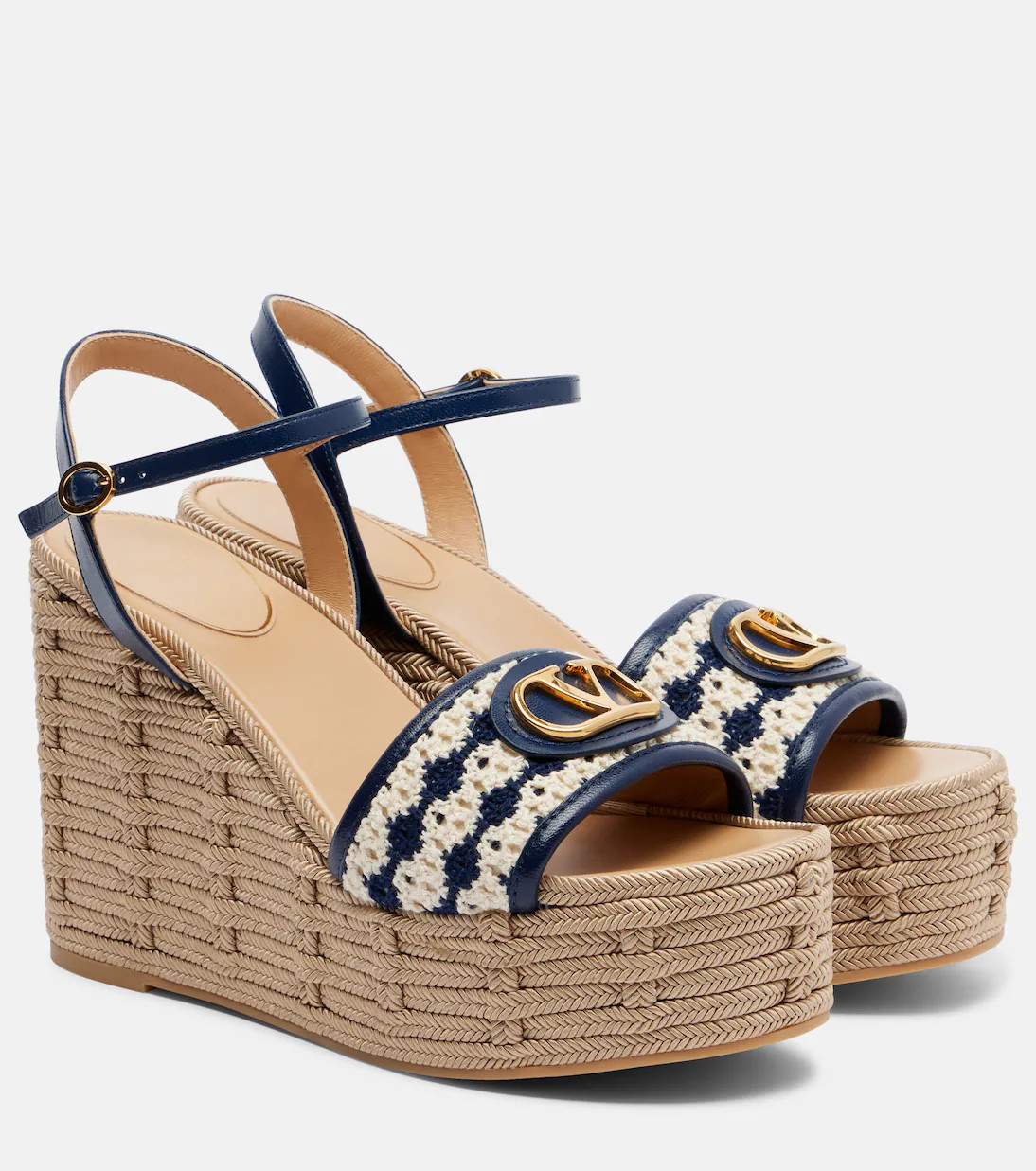 VLogo leather-trimmed wedges | Mytheresa (US/CA)