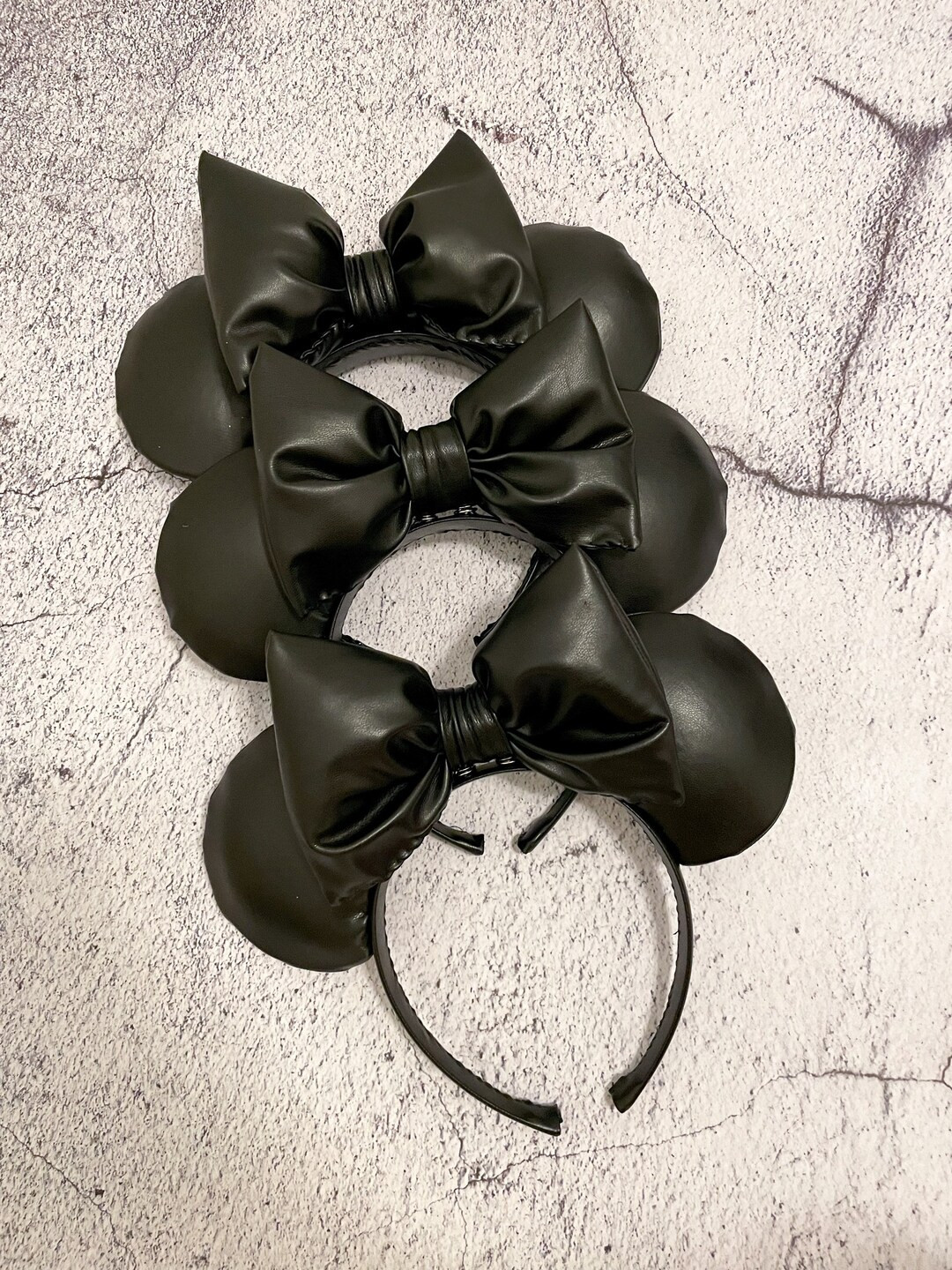 All Black Faux Leather Ears - Etsy | Etsy (US)