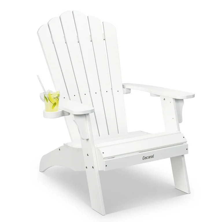 Cecarol Oversized Adirondack Chairs White with 2 Cup Holders, 385lb Weight Capacity | Walmart (US)