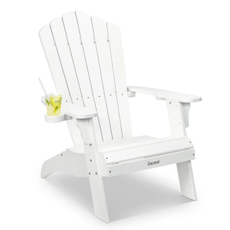 Cecarol Oversized Adirondack Chairs White with 2 Cup Holders, 385lb Weight Capacity | Walmart (US)