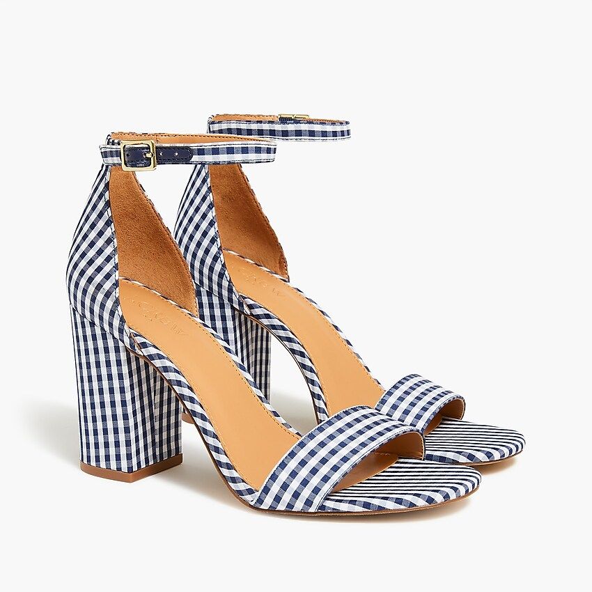 Gingham heeled sandals | J.Crew Factory