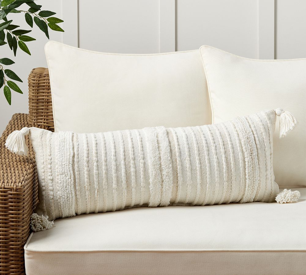 Whillham Handwoven Outdoor Lumbar Throw Pillow | Pottery Barn (US)