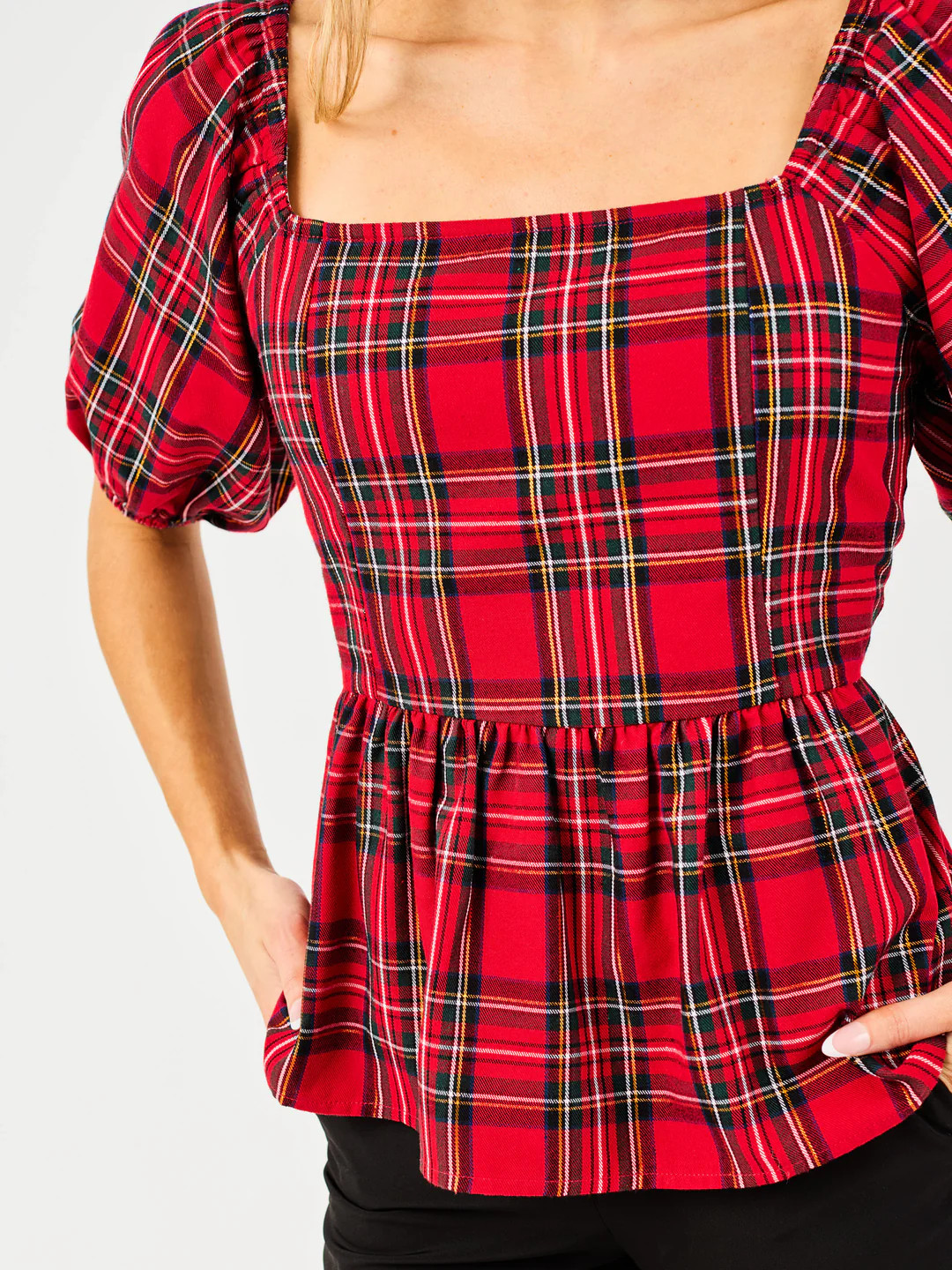 Isabel Top | Red Plaid | Mary Square