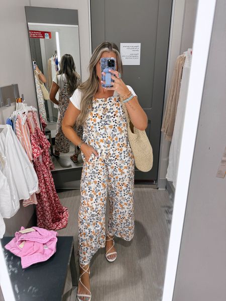 Forever repeating this slouchy amazon jumpsuit 👏🏻😍 a fave!!! I have the pink in XS and prefer it. This is small and it’s too big but I missed my return window in the white to exchange and get XS 🥲 lol 😭🤭🤦🏼‍♀️ // small bodysuit under // sandals sz 8 — I’m in between 8/8.5 fir reference in shoes //
