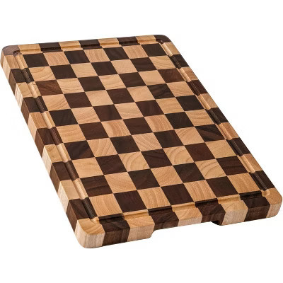 Attop Checkered Cutting Boards for Kitchen, Acacia Wood Chopping Board with Juice Grooves & Handles, Large Butcher Block Serving, 16.5" *11.6" *0.8" | Target