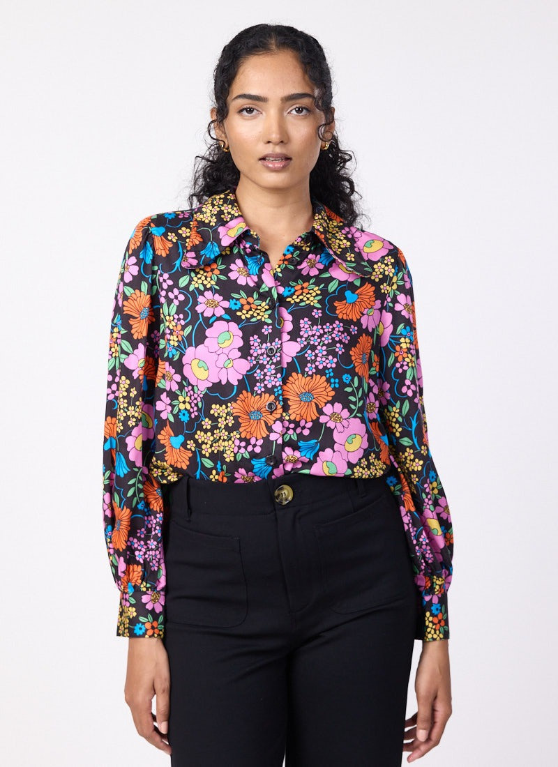Fiona Retro Floral Print Blouse | Joanie
