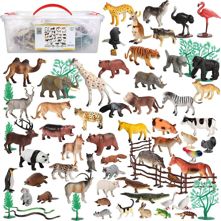 Migration 100 Piece Set of Animal Plastic Figures Playset, Includes Wild, Safari, Zoo, Jungle, Fa... | Amazon (US)