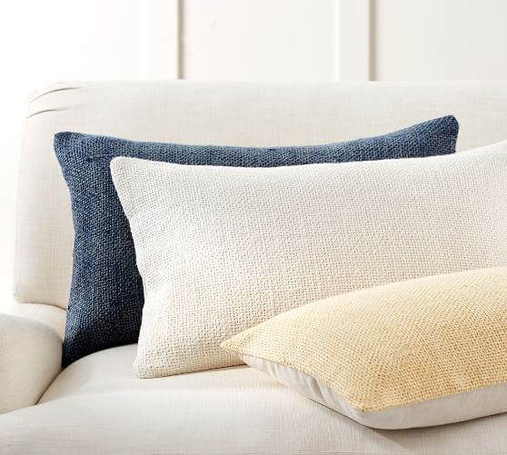 Faye Textured Linen Lumbar Covers | Pottery Barn (US)
