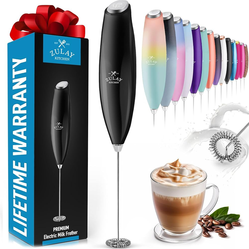 Zulay Kitchen Milk Frother Wand Drink Mixer - Durable, Proprietary Z Motor Max - Handheld Frother... | Amazon (US)