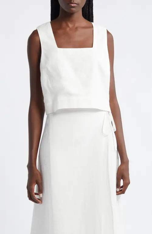 Rails Akira Linen Crop Tank in White at Nordstrom, Size Small | Nordstrom